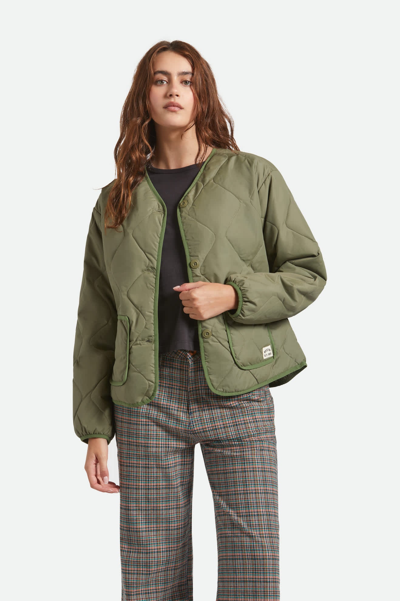 Women's Delilah Quilted Jacket in the color Olive Surplus - Women's Front View