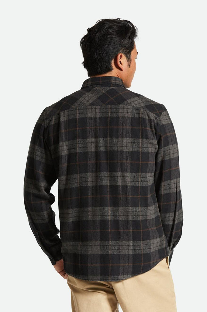 Men's Fit, Back View | Bowery Flannel - Black/Charcoal