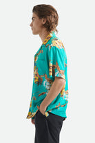 Men's Bunker Vacation Short Sleeve Camp Collar Shirt in the color Retro Green - Men's Side View