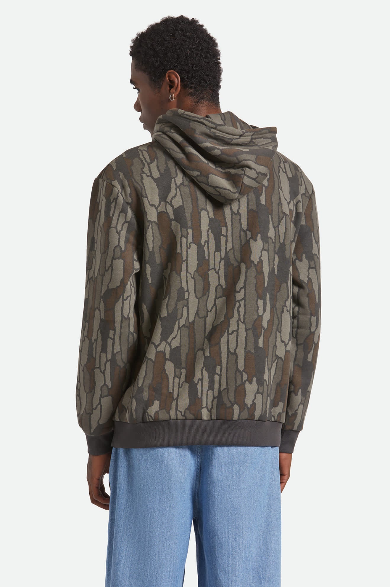 Men's Void Hunter Hoodie in the color Bark Camo - Men's Back View
