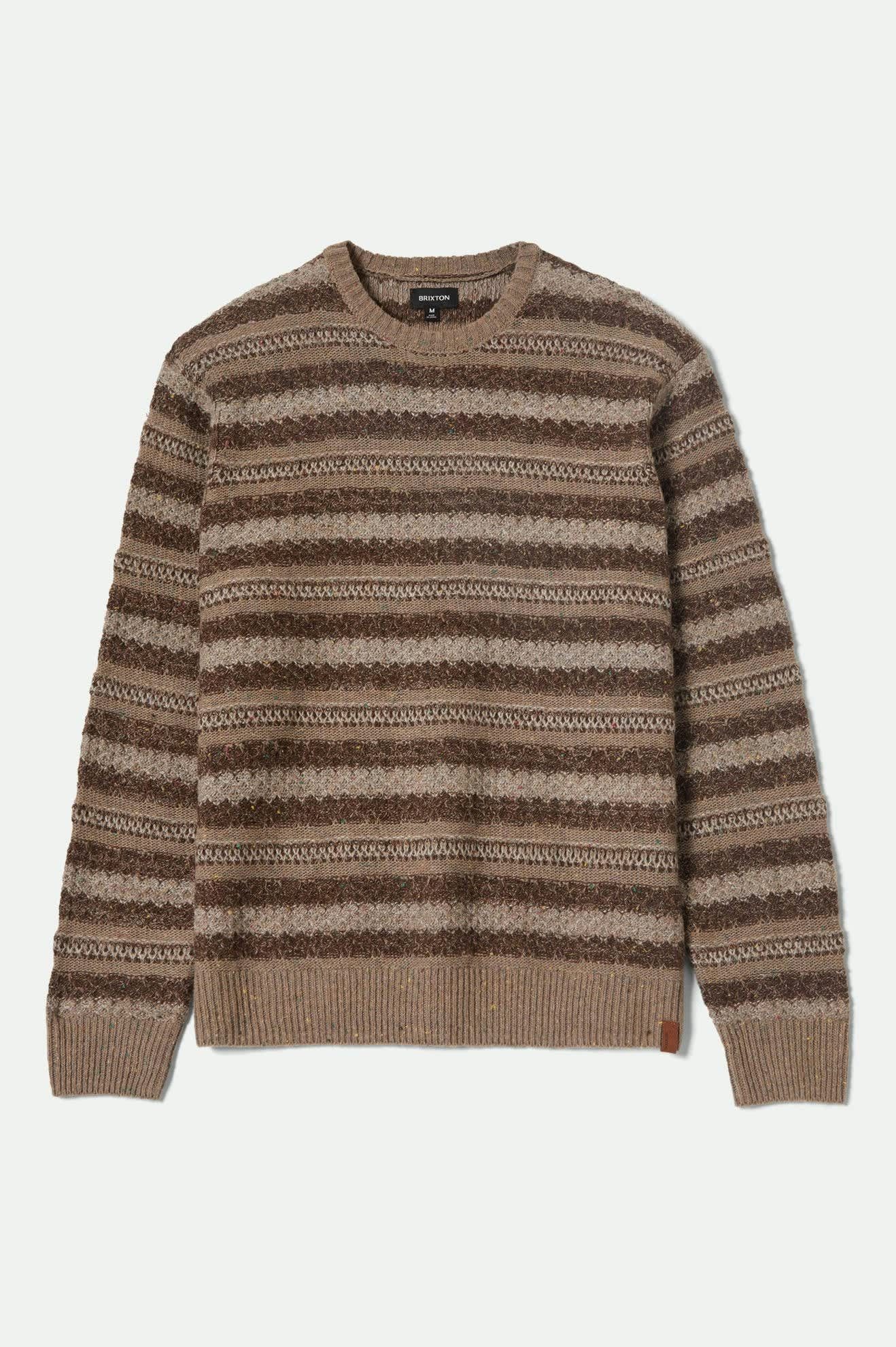 Men's Midnight Crew Sweater in the color Multi Neutral Stripe - Front Product View