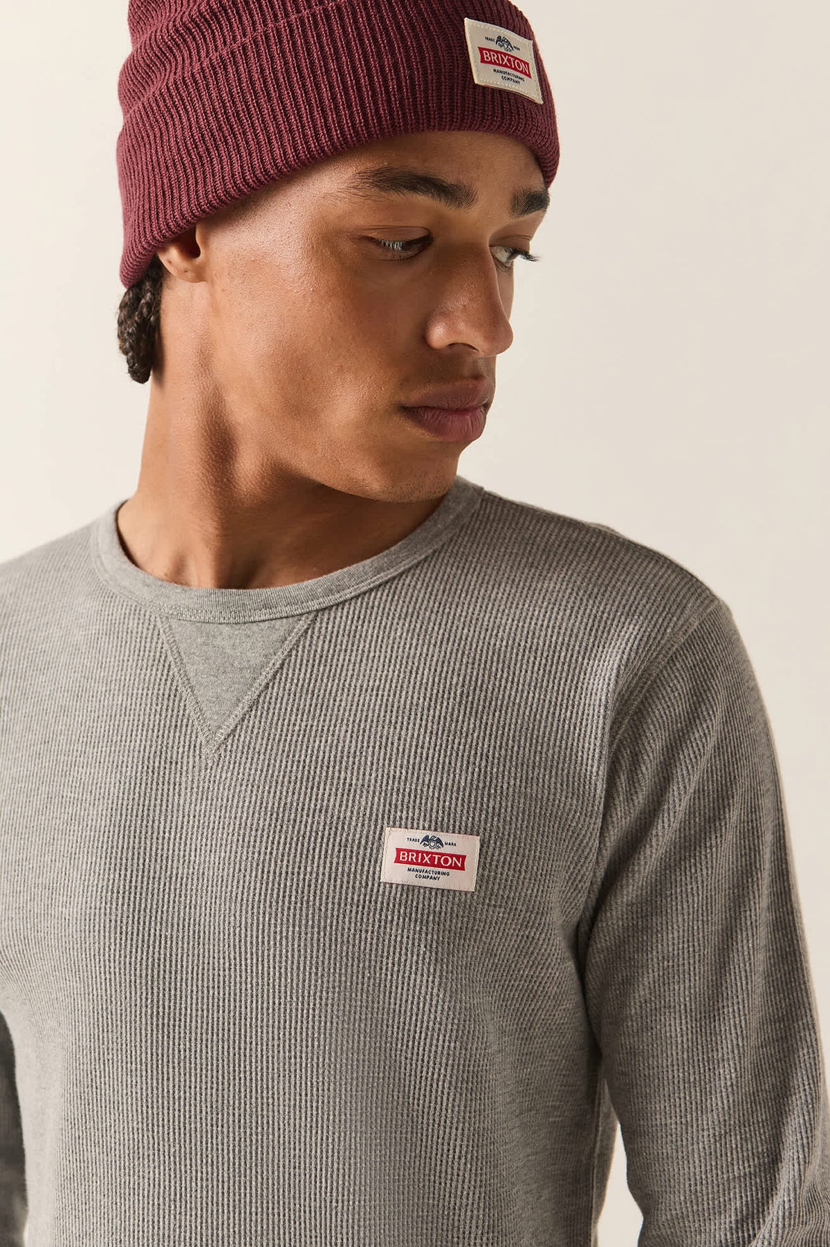 Men's Trademark Waffle Knit Top in the color Heather Grey - Additional Fit image