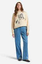 Women's Brixton Ranching Club Crew Sweater in the color Whitecap - Additional Fit image