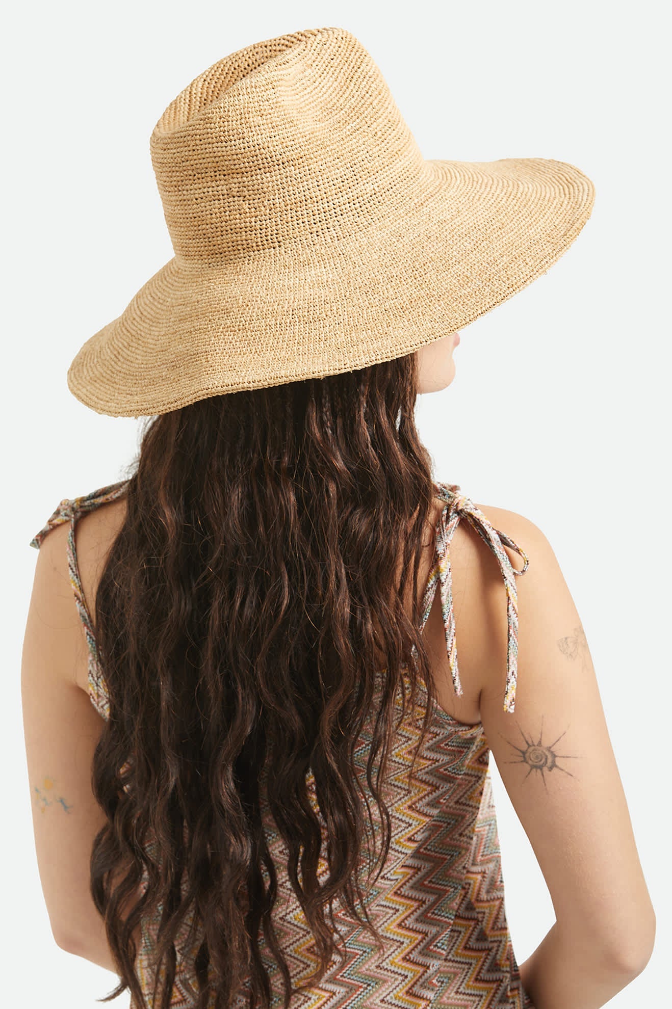 Women's Helena Straw Sun Hat in the color Tan - Women's Back View