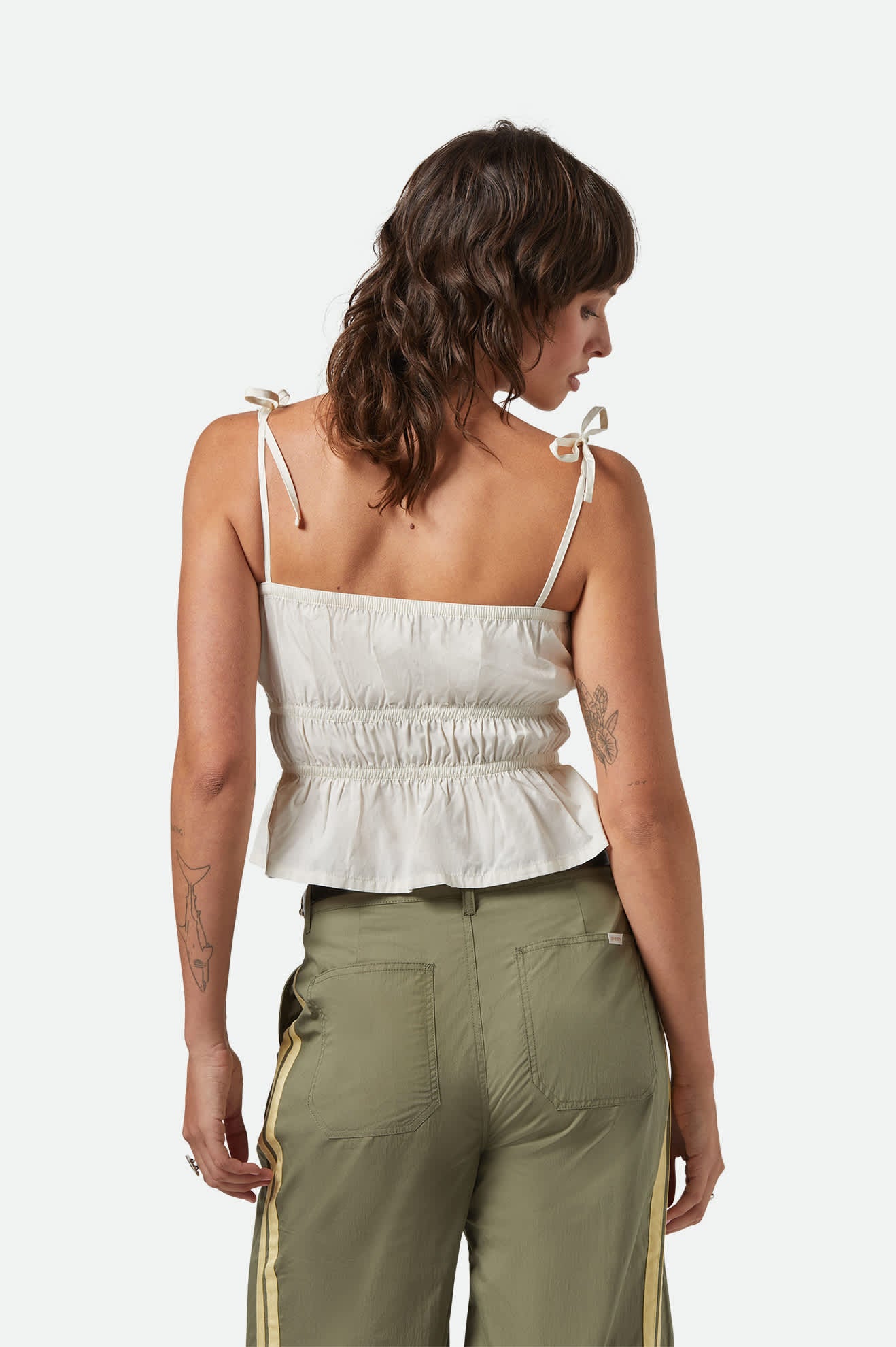 Women's Eden Smocked Top in the color Off White - Women's Back View