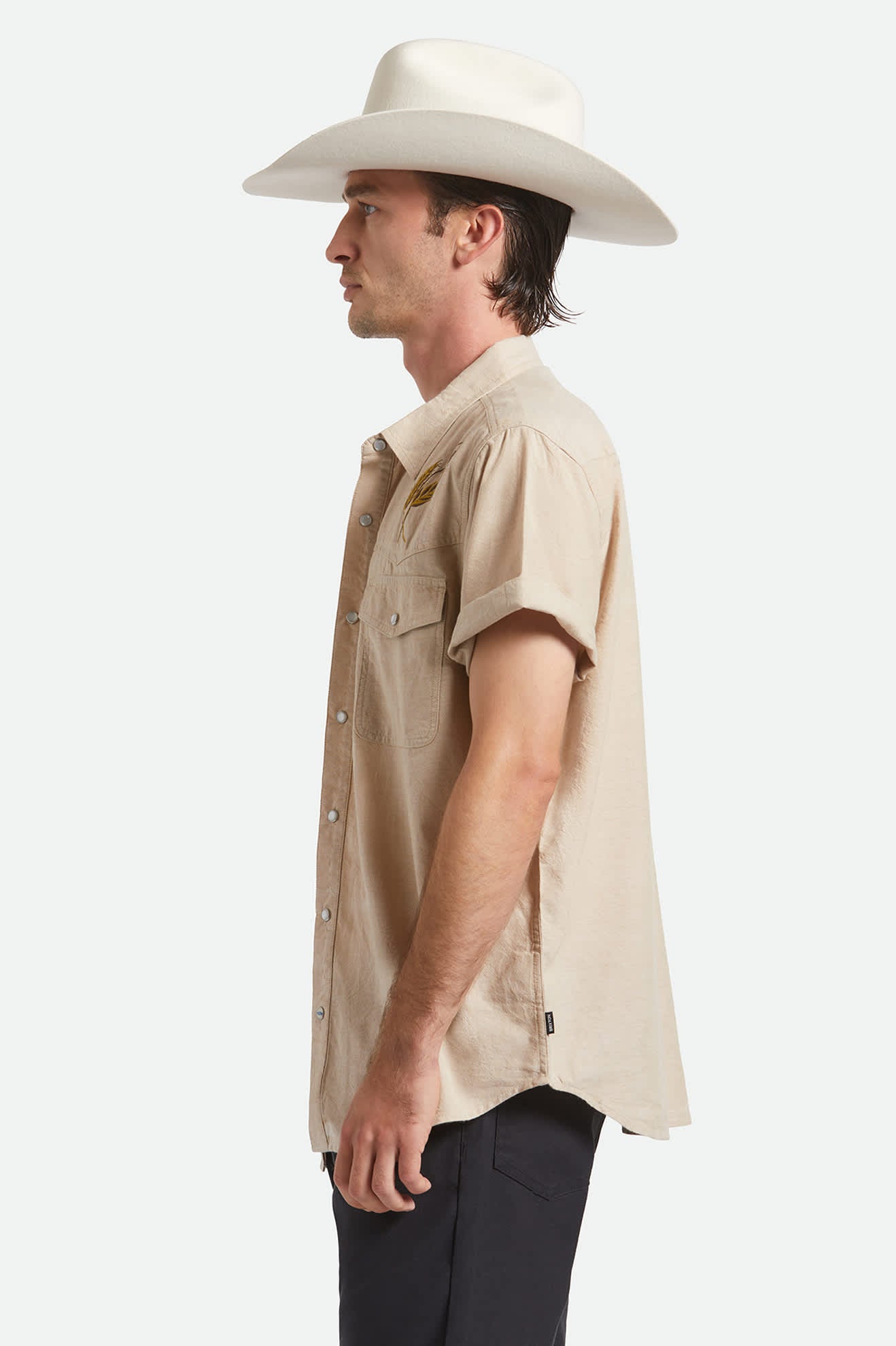 Men's Ford S/S Western Shirt in the color Khaki - Men's Side View