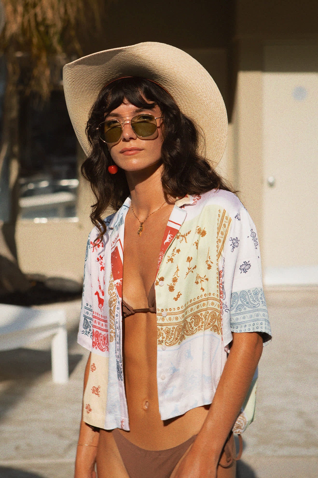 Women's Silky S/S Bowling Button Down in the color Multi Color Bandana - Men's Lifestyle image