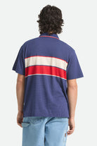 Men's Bunker Mesh Short Sleeve Shirt in the color Washed Navy - Men's Back View