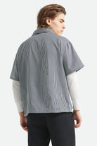 Men's Journey Lightweight 1/2 Zip Cropped Short Sleeve Shirt in the color Navy/White Stripe - Men's Back View