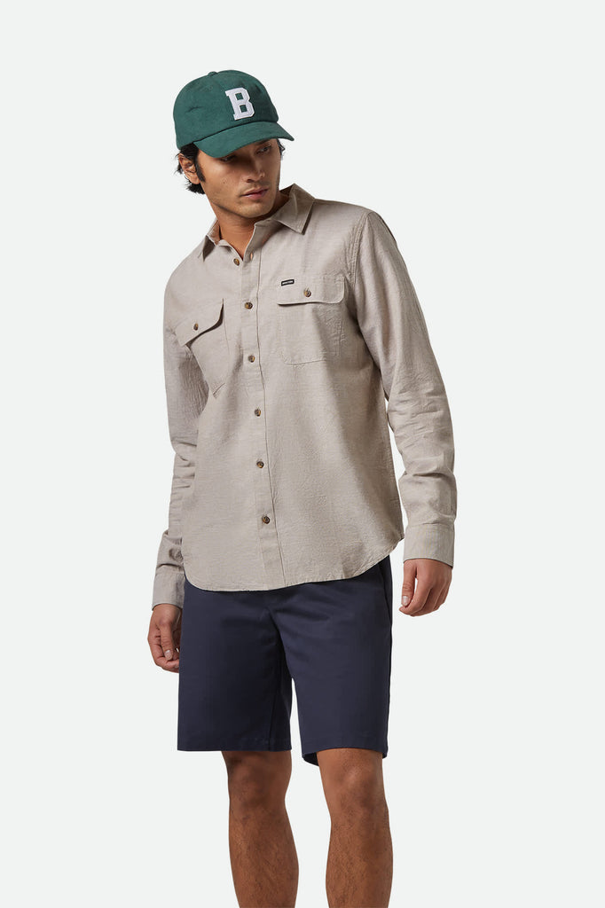 Men's The Daily Cotton L/S Shirt  in the color Khaki - Men's Front View