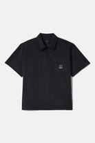 Men's Journey Lightweight 1/2 Zip Cropped Short Sleeve Shirt in the color Black - Front Product View