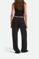 Women's Pointelle Lounge Pant in the color Black - Women's Back View