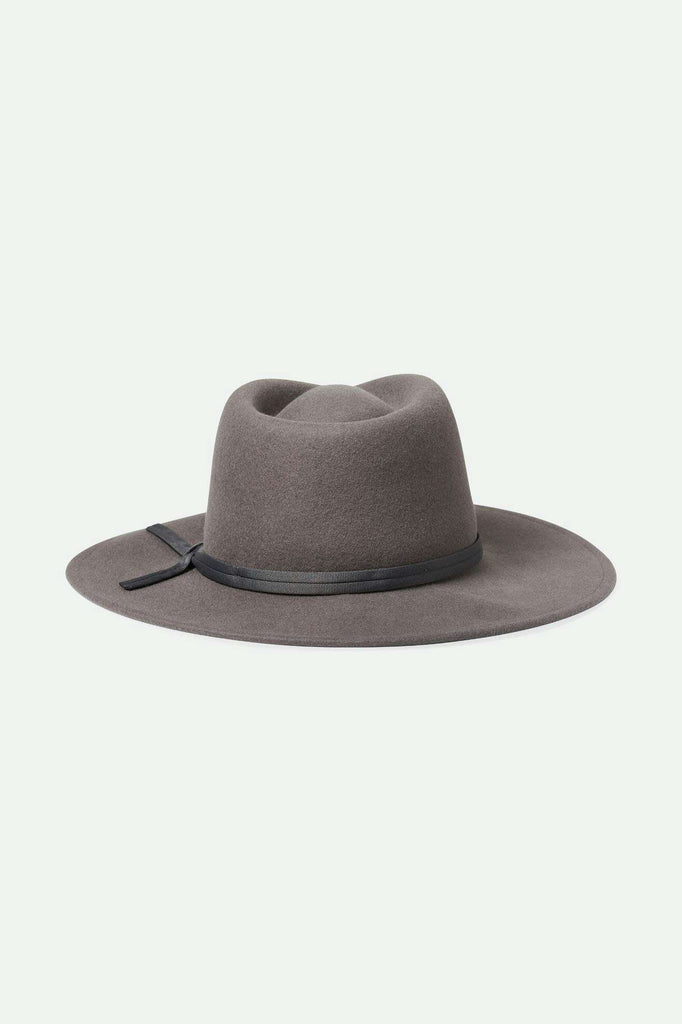 Back Laydown Image for Joanna Felt Packable Hat - Dark Grey