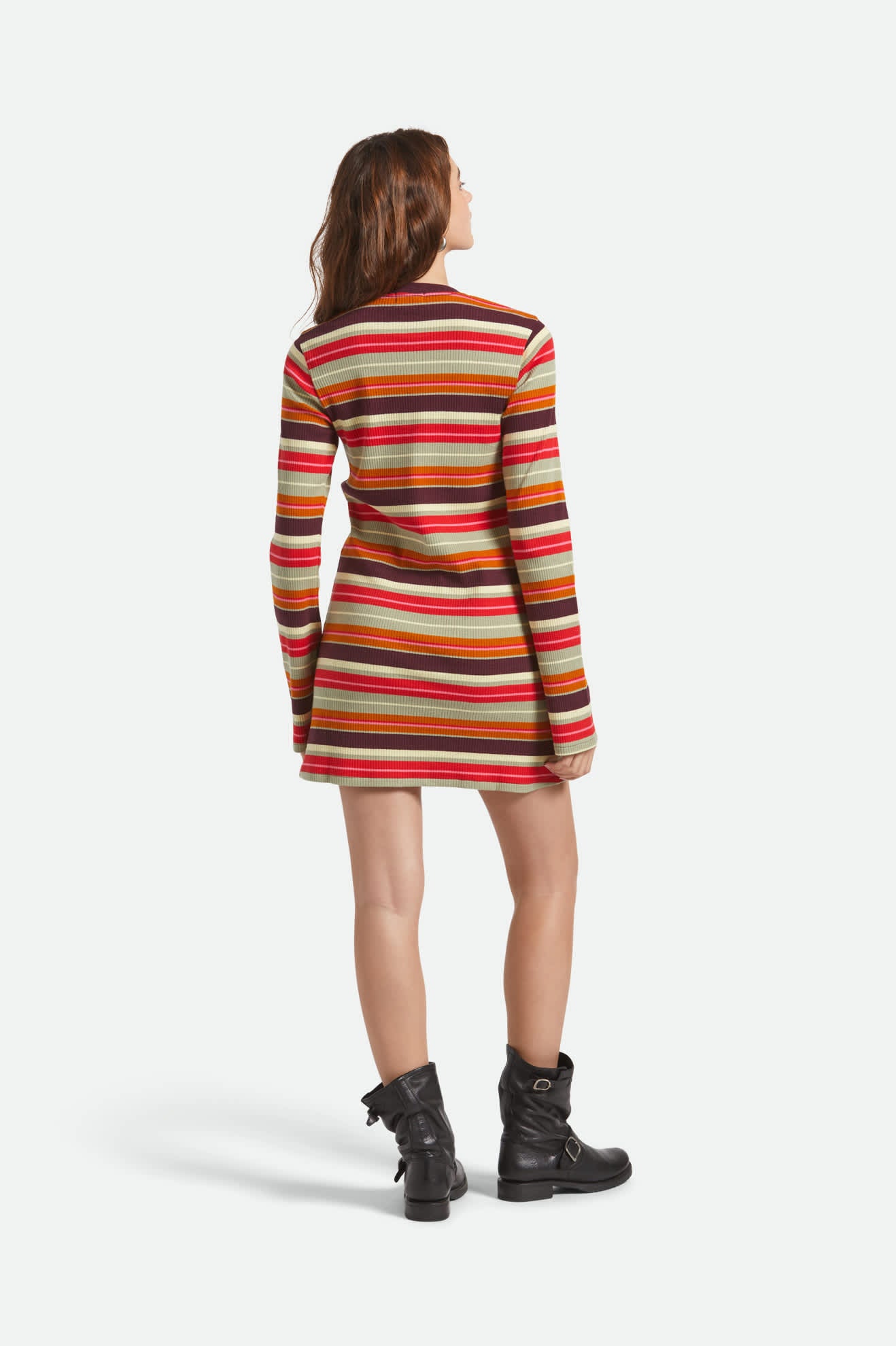 Women's Dolly L/S Knit Dress in the color Multi Stripe - Women's Back View