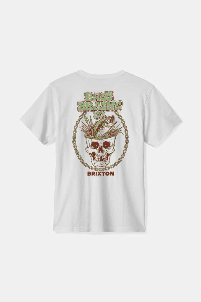 Brixton Men's Bass Brains Skull S/S Standard T-Shirt - White | Back