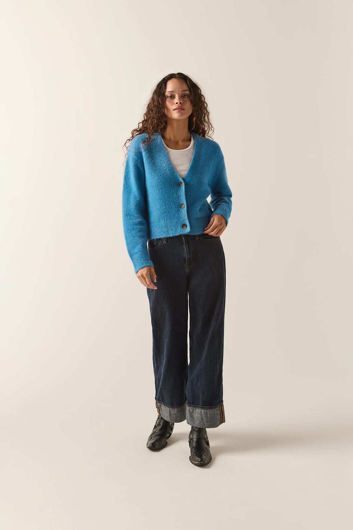 Women's Town Cardigan in the color Electric Indigo - Additional Fit image