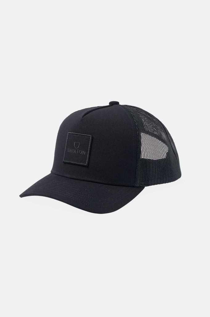 Brixton Alpha Block NetPlus Trucker Hat - Black/Black