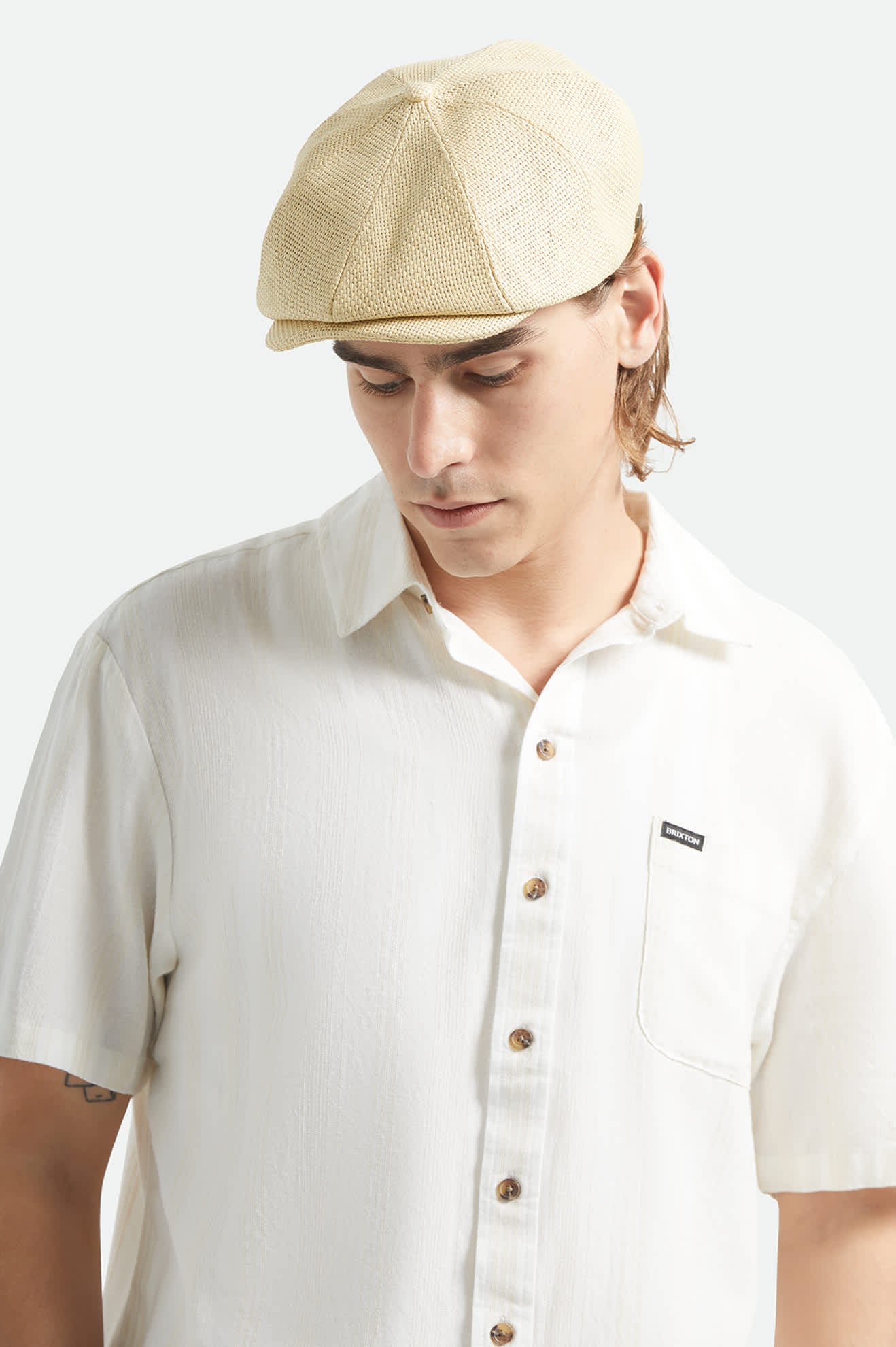 Unisex Brood Newsboy Cap in the color Dark Tan Straw - Additional Fit image