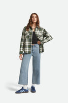 Women's Bowery Vintage L/S Overshirt in the color Green/Blue - Women's Back View