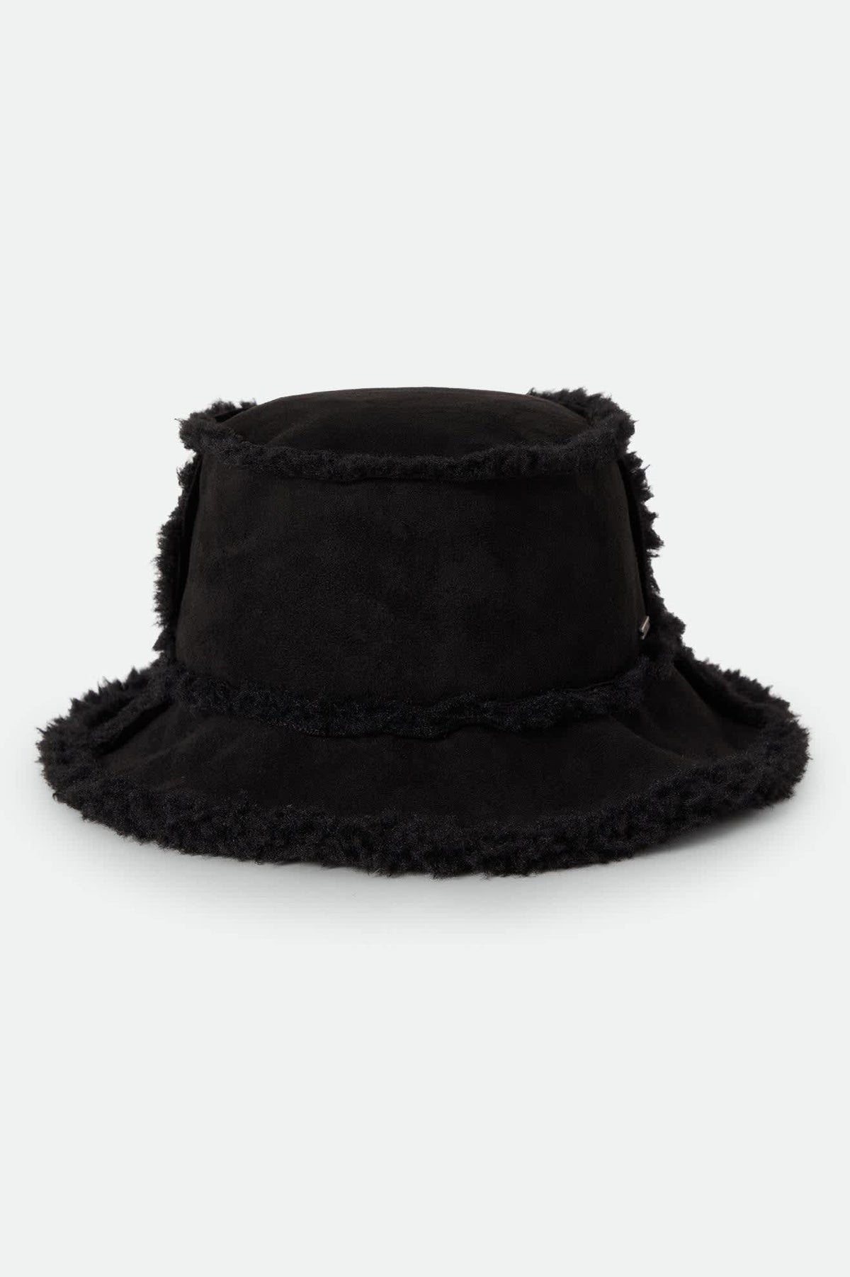 Women's Ellee Cozy Bucket Hat in the color Black Sherpa/Faux Suede - Additional Laydown image