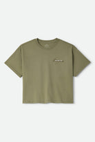 Women's Wish Me Luck Boxy Crop T-Shirt in the color Olive Surplus - Front Product View