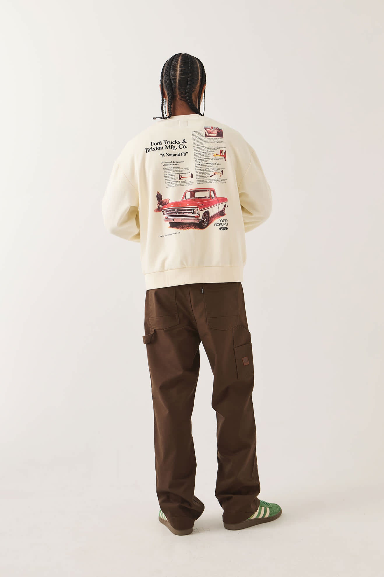 Men's Ford 71 Pickup Crew in the color Wimbledon White - Men's Back View