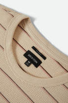 Men's Parsons Stripped Pique Boxy T-Shirt in the color Whitecap/Sea Foam/Pinecone Brown - Additional Laydown image