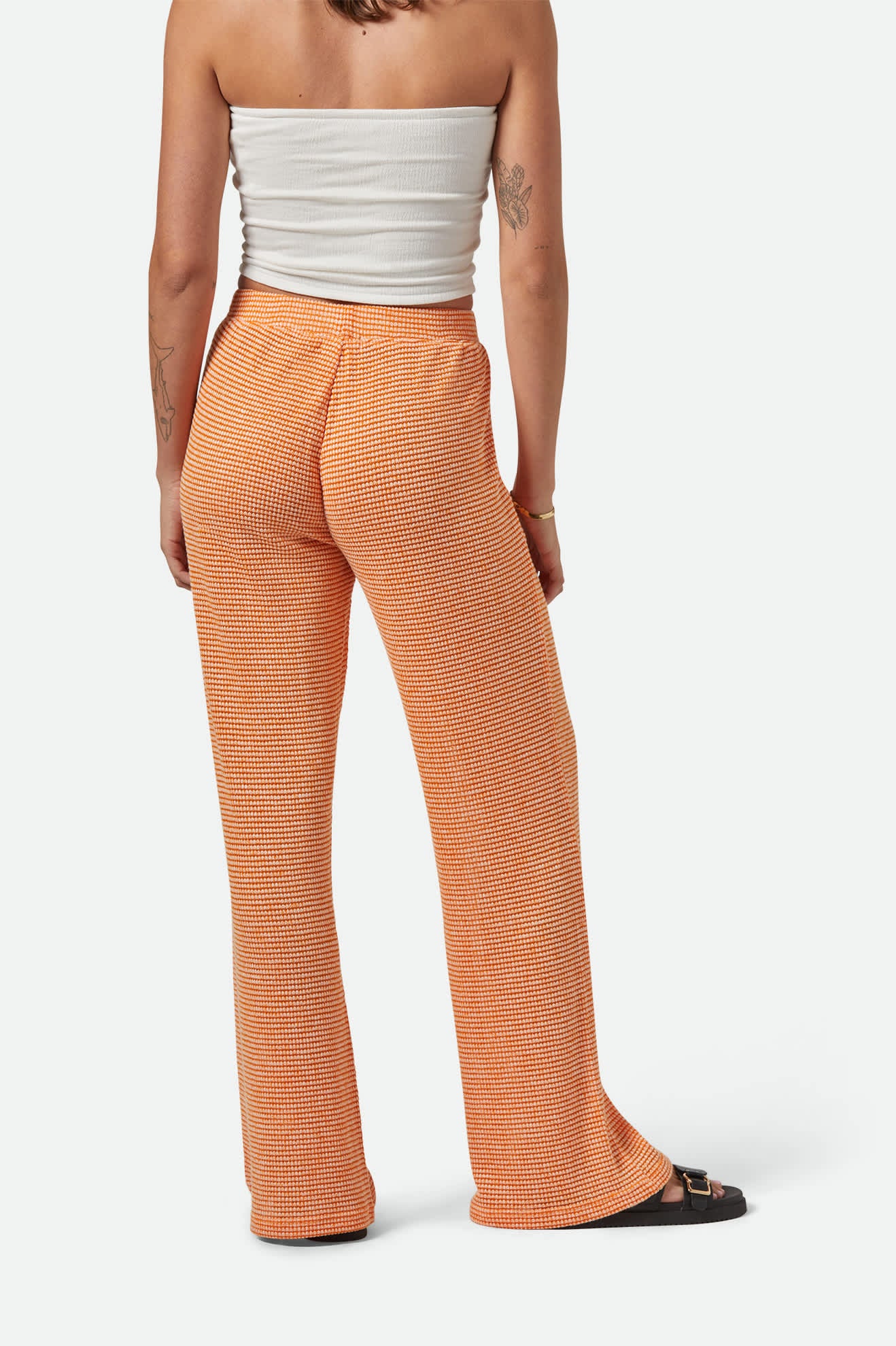 Women's Maude Mesh Lounge Pant in the color Tangerine - Women's Back View