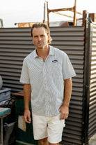 Men's Builders Auto S/S Shirt in the color Black/Off White Stripe - Men's Lifestyle image