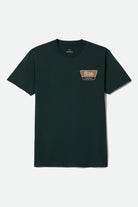 Men's Linwood Standard T-Shirt in the color Forest Green/Tobacco/Off White - Front Product View