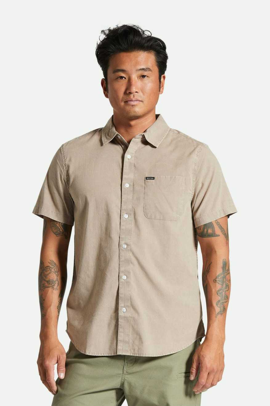Men's Fit, Front View | Charter Sol Wash S/S Woven Shirt - Cinder Grey Sol Wash