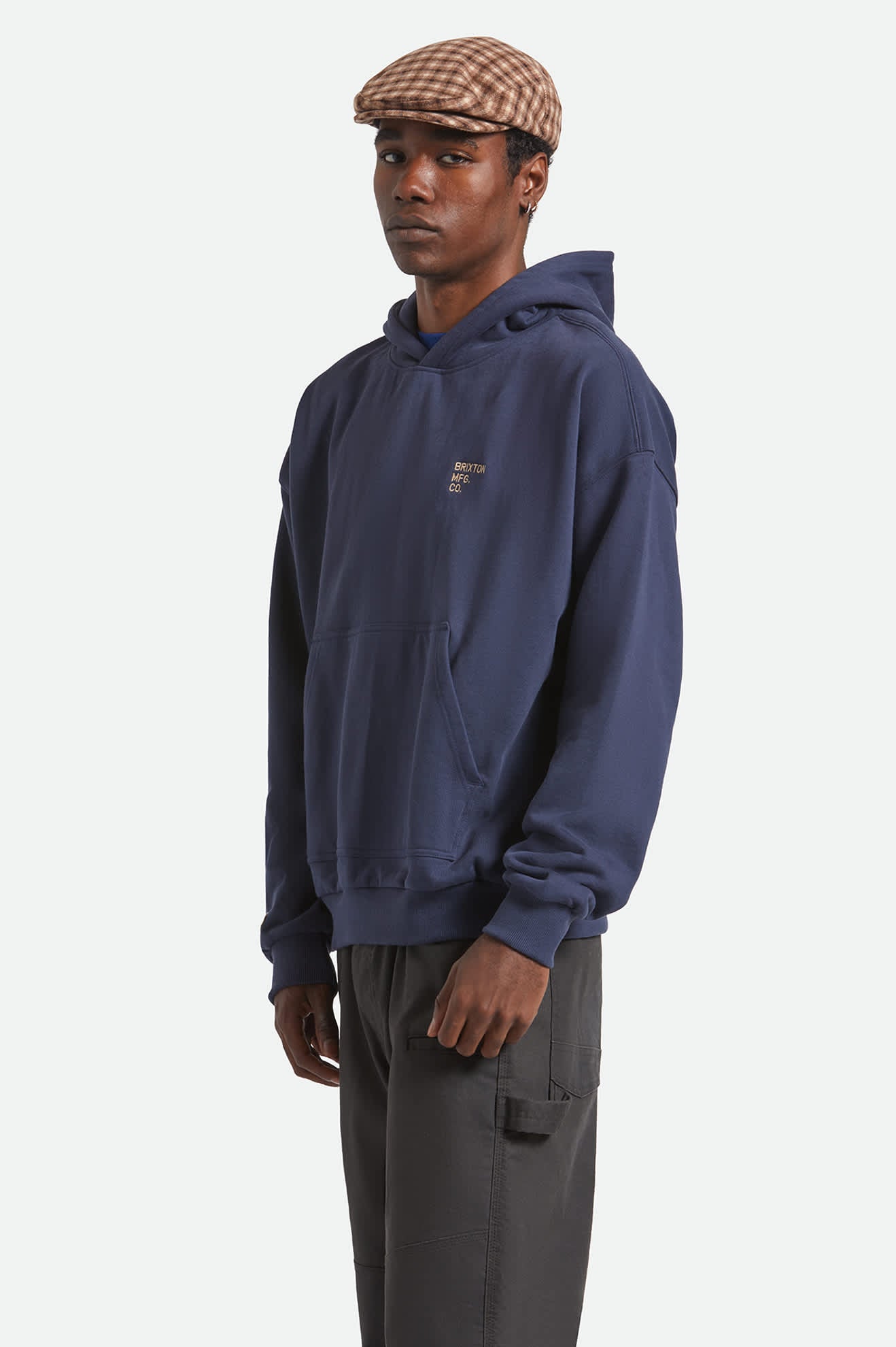 Men's Embroidered Heavyweight Oversized Hoodie in the color Mood Indigo - Men's Front View