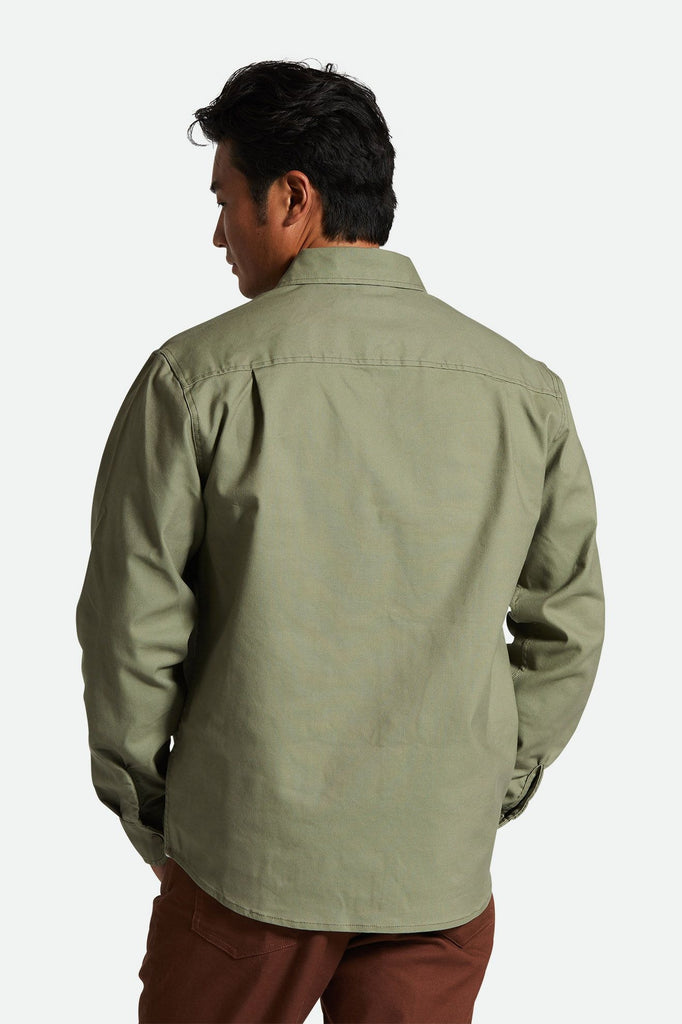 Men's Fit, Back View | Builders Stretch Overshirt - Olive Surplus