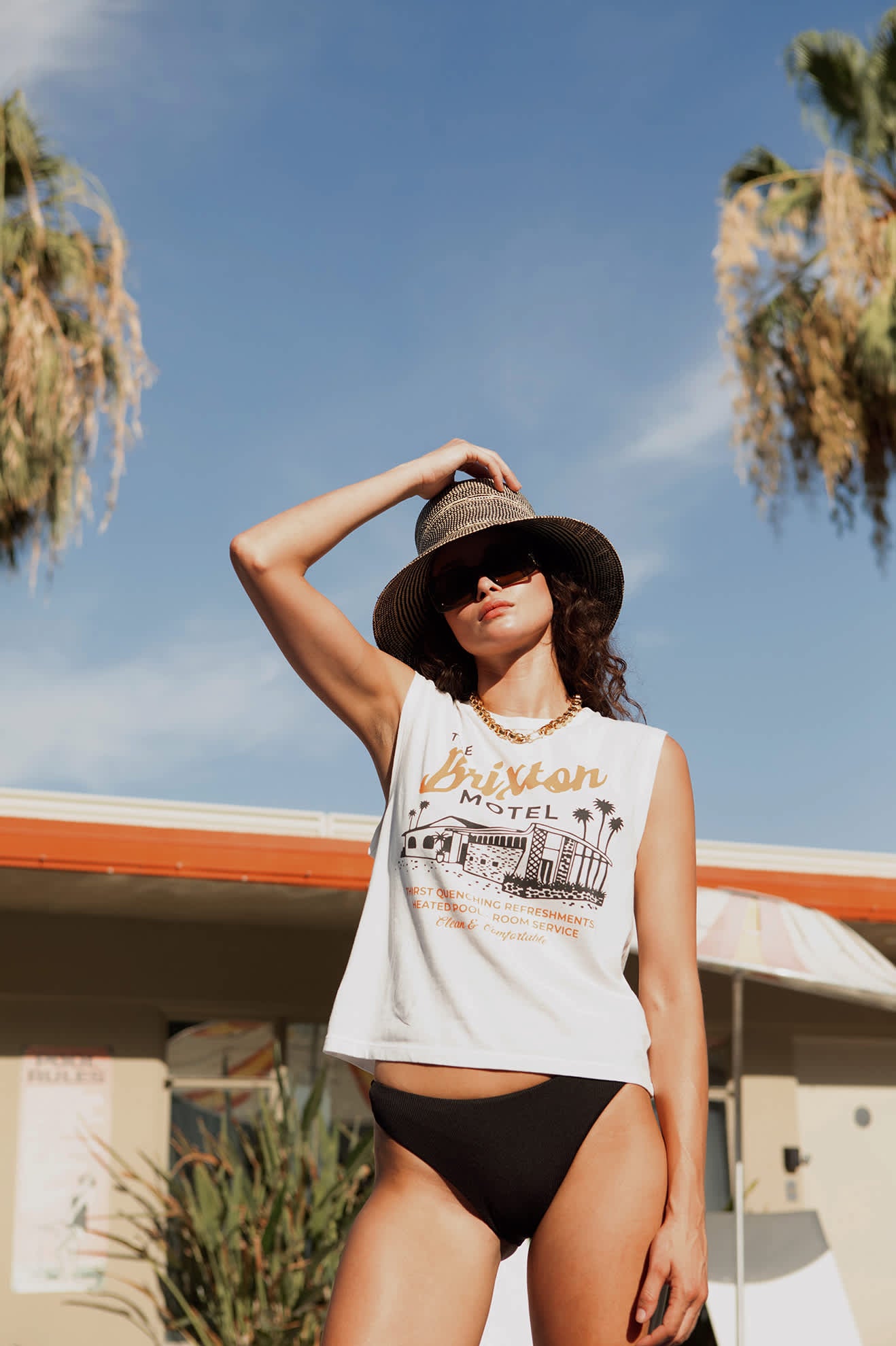 Women's Brixton Motel Muscle Tank in the color Off White - Men's Lifestyle image