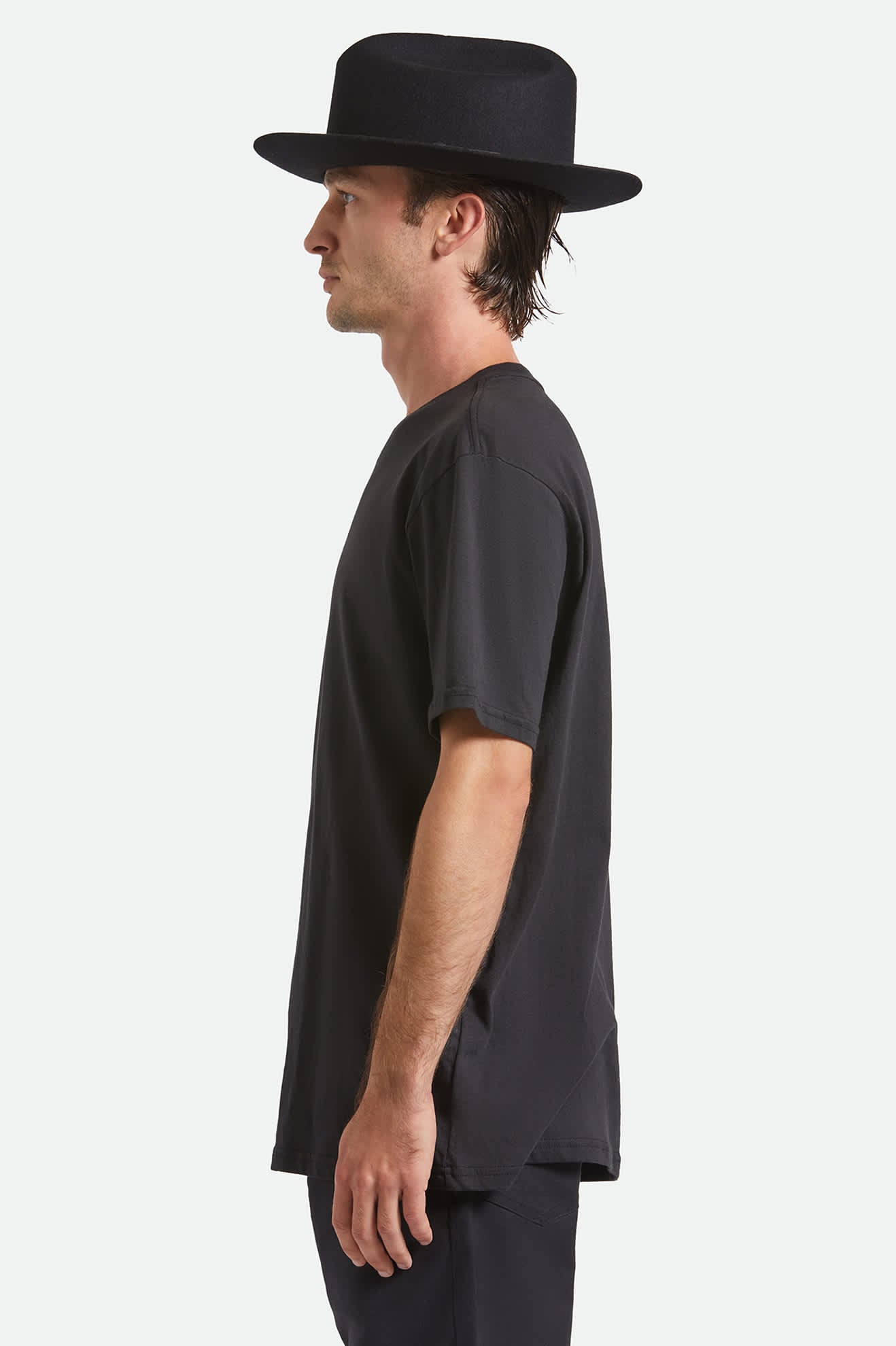 Unisex Hitch Ranch Fedora in the color Black/Black - Men's Side View