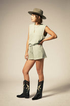 Women's Carefree Organic Garment Dyed Lounge Short in the color Sage Green - Women's Featured View