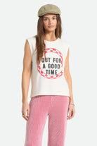 Women's Out For A Good Time Muscle Tank in the color Off White - Women's Front View