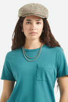 Unisex Brood Newsboy Cap in the color Dusted Ochre/Khaki/Verdant Green - Women's Front View