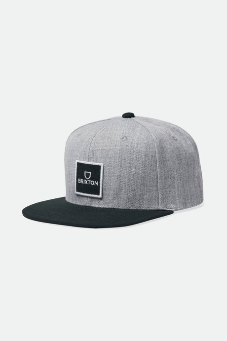 Brixton Unisex Alpha Square NetPlus MP Snapback - Heather Grey/Black | Profile