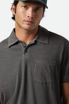 Men's Vintage Wash S/S Polo in the color Washed Black - Additional Fit View