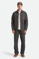 Men's Builders Stretch Flannel Lined Jacket in the color Washed Black/Red - Men's Front View
