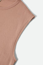 Women's Carefree Organic Garment Dye Muscle Tank in the color Silver Pink - Additional Laydown image