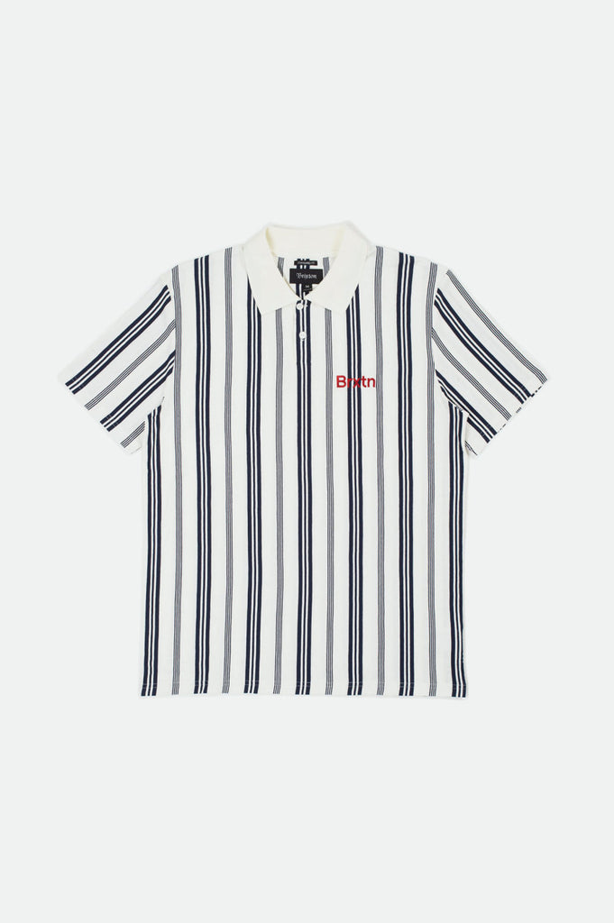 Brixton Hilt Gate S/S Polo - Off White/Washed Navy