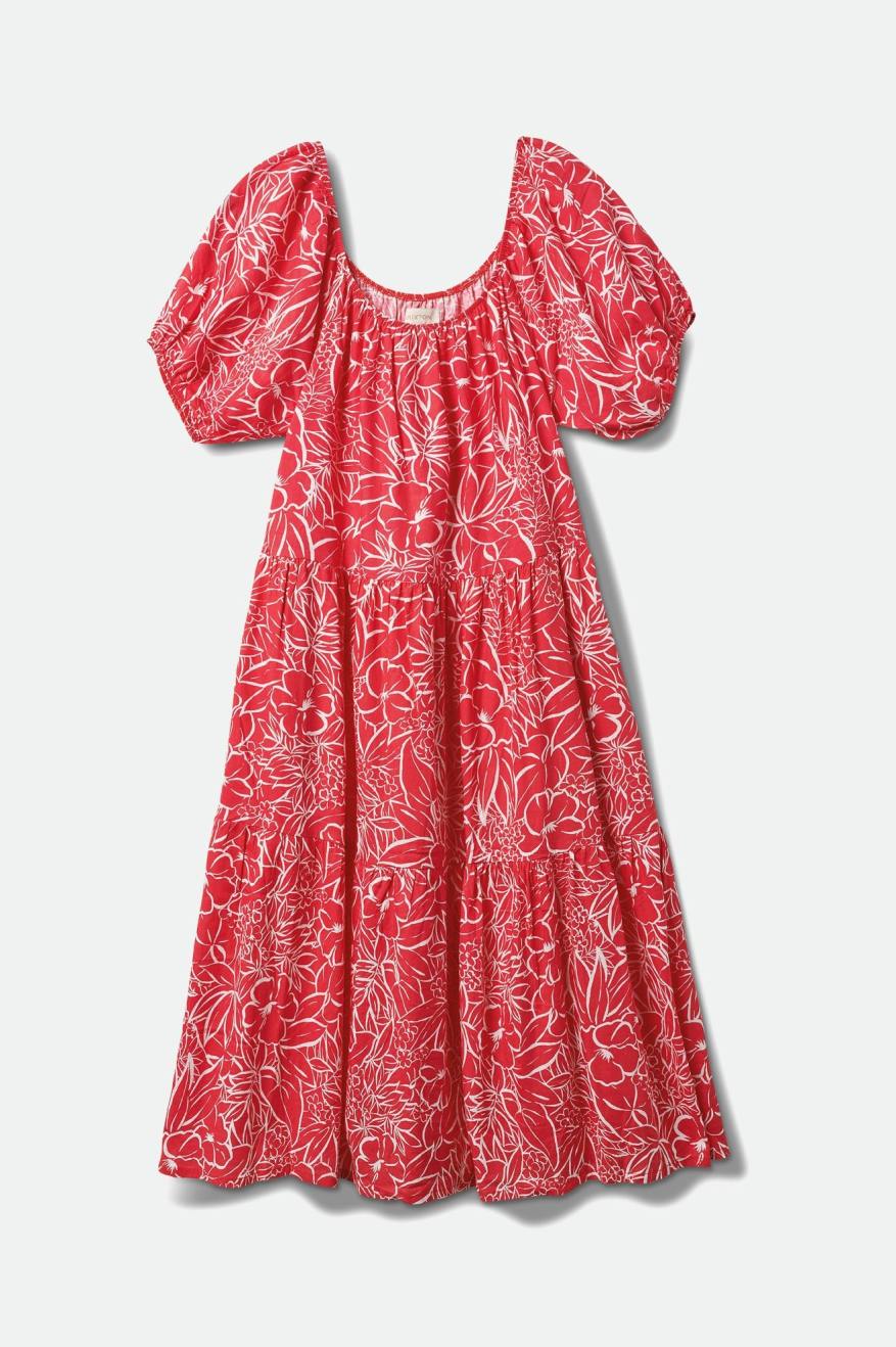 Indo Linen Dress - Aloha Red