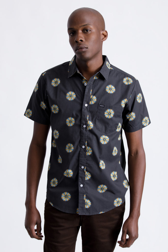 Brixton Charter Print S/S Woven - Black/Silver