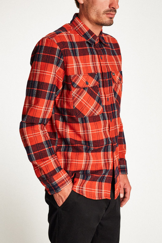 Brixton Bowery L/S Flannel - Red/Navy