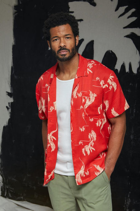 Bunker Slub S/S Woven - Aloha Red/White/Coconut