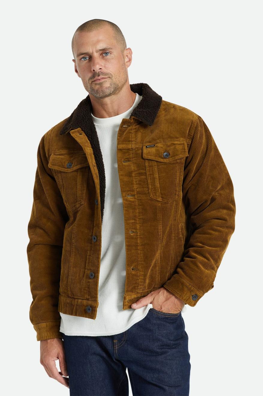 Red Ochre Red Corduroy Jacket Fleece Lined Lee Sherpa Rider Jacket