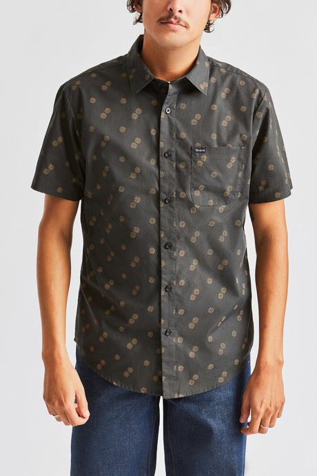 Charter Print S/S Woven - Washed Black/Copper