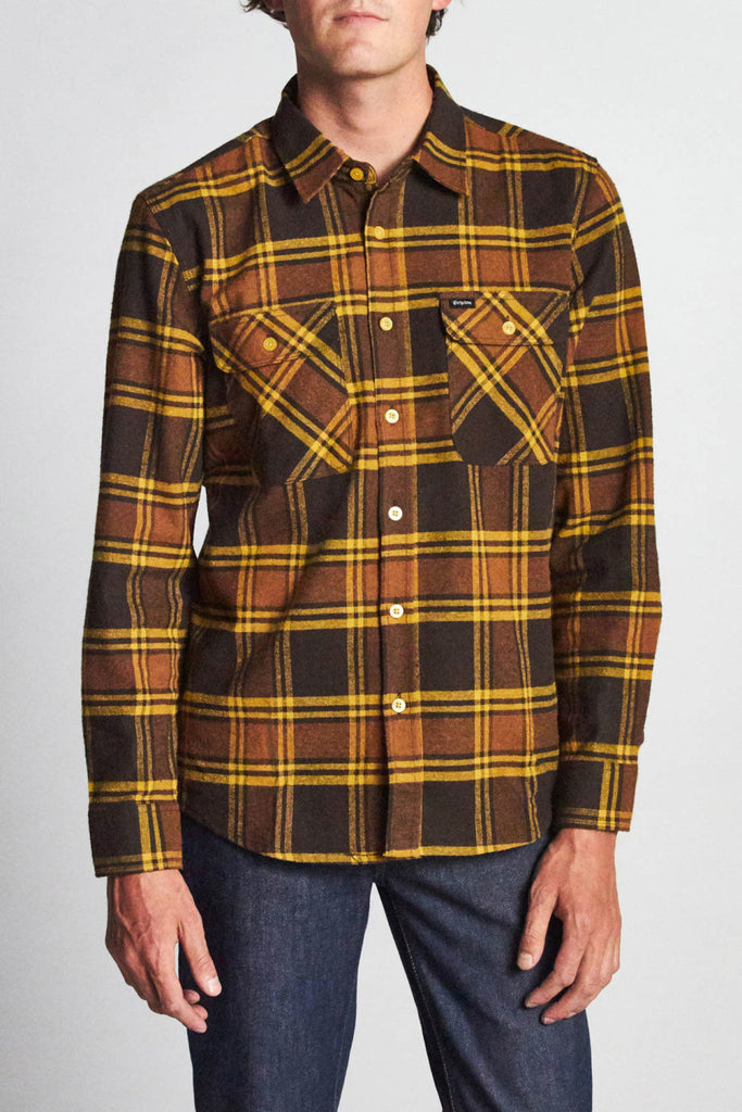 Brixton Bowery L/S Flannel - Brown/Gold